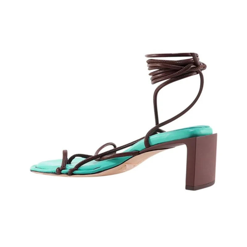 MIISTA Strap Sandals Women's Blue Brown-3