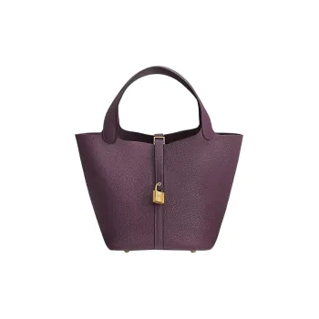 HERMES Picotin Lock TC Leather Basket Bag Handbag Bucket Bag 22 Women's N5 Cassis Blackcurrant Color