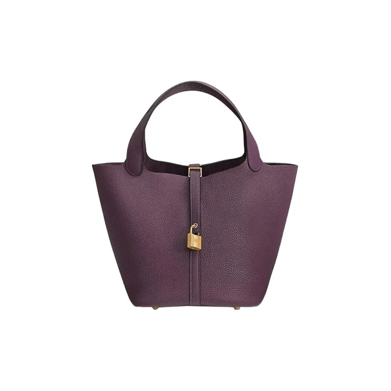 HERMES Picotin Lock TC Leather Basket Bag Handbag Bucket Bag 22 Women's N5 Cassis Blackcurrant Color-0