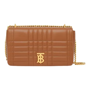 Burberry Lola Lola Bag Lambskin Shoulder Bag Crossbody Bag Medium Size Women's Brown