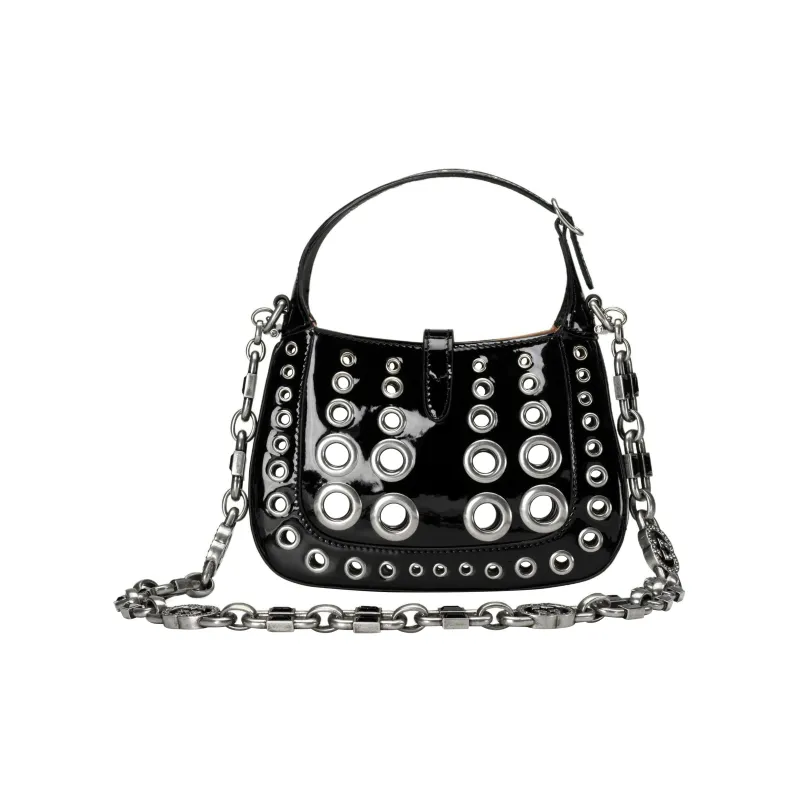 GUCCI Jackie 1961 Patent Leather Crescent Shoulder Bag Shoulder Bag Mini Women's Black-1