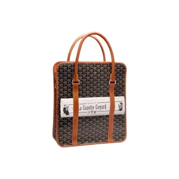 GOYARD Bourgogne Canvas With Leather Handbag Unisex Black/Tan