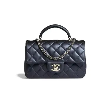 CHANEL Classic Flap CF Sheepskin Shoulder Bag, Crossbody Bag, Handbag Mini Women's Dark Blue