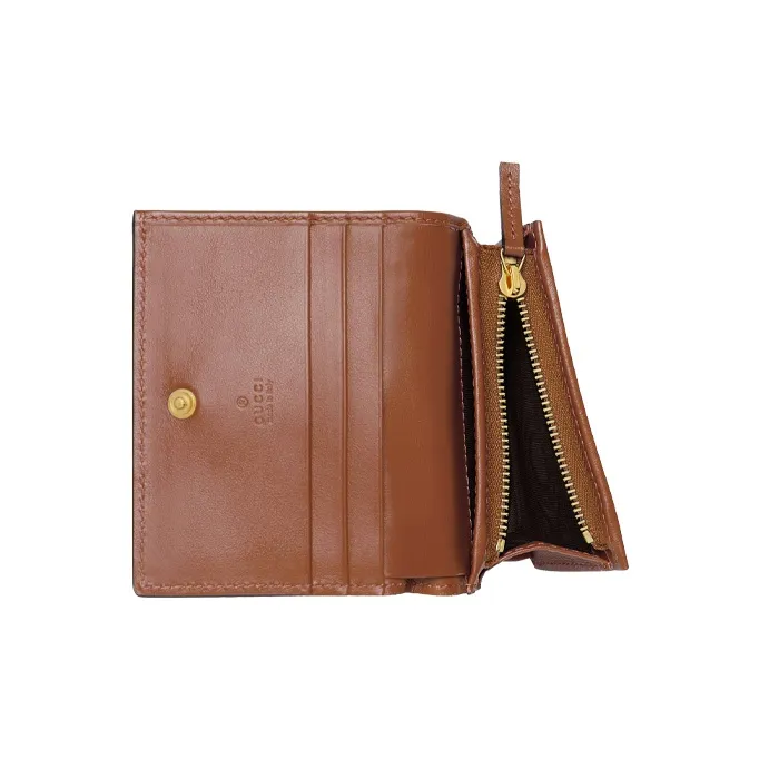GUCCI GG Matelassé Leather Clutch Card Holder Wallet Small Size Women's Brown-5