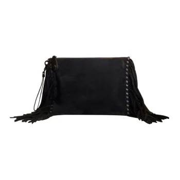 COACH Wristlet Suede Wrist Bags Clutches Large Size Women's Black