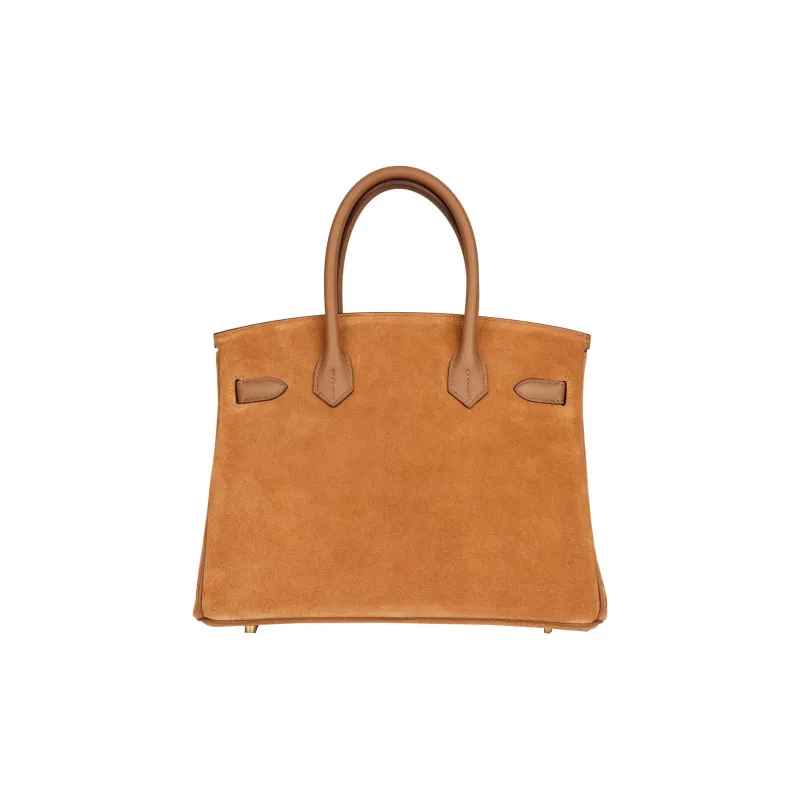 HERMES Birkin Grizzly Leather With Swift Calfskin Birkin Bag Handbags Women's Chestnut-2