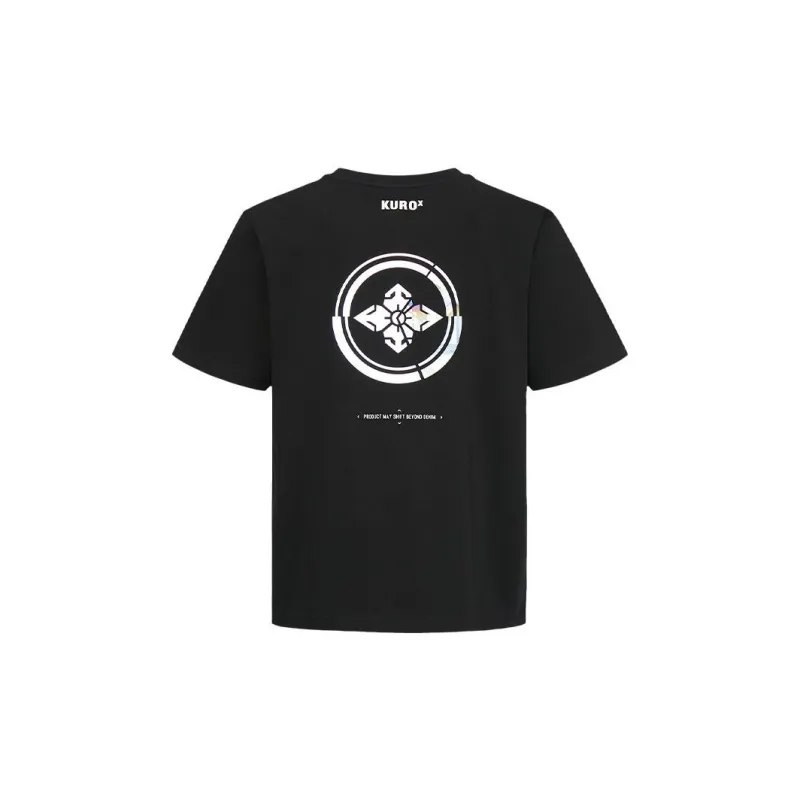 EVISU Crew Neck Fitted Straight Short Sleeved T Shirt Men's Black-1