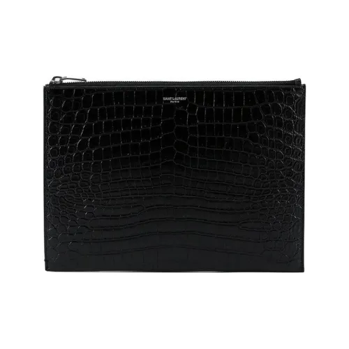 SAINT LAURENT Leather Clutch Men's Black