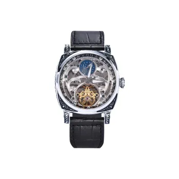 VRQ Future Series Automatic Mechanical Movement Genuine Leather Strap Watch Men's Watches Cut-Out Dial