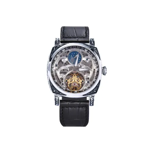 VRQ Future Series Automatic Mechanical Movement Genuine Leather Strap Watch Men's Watches Cut Out Dial