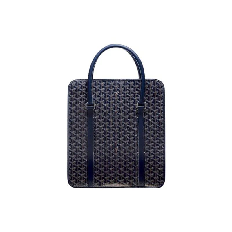 GOYARD Bourgogne Canvas With Leather Handbag Unisex Marine Blue-1