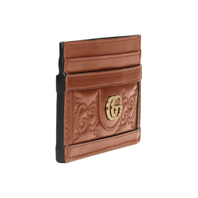GUCCI GG Matelassé Leather Clutch Card Holder Small Size Women's Light Brown-2