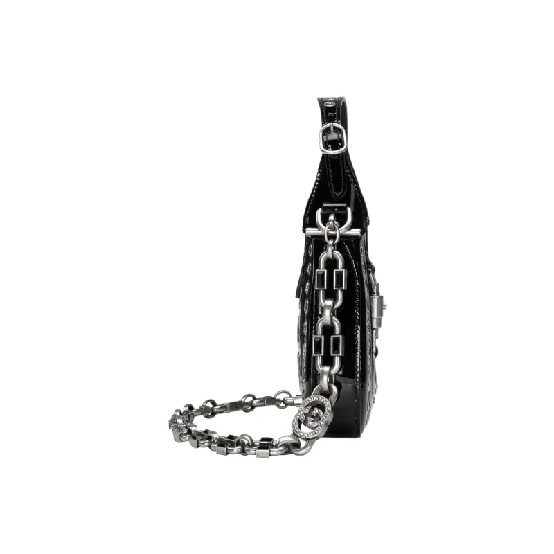 GUCCI Jackie 1961 Patent Leather Crescent Shoulder Bag Shoulder Bag Mini Women's Black-3