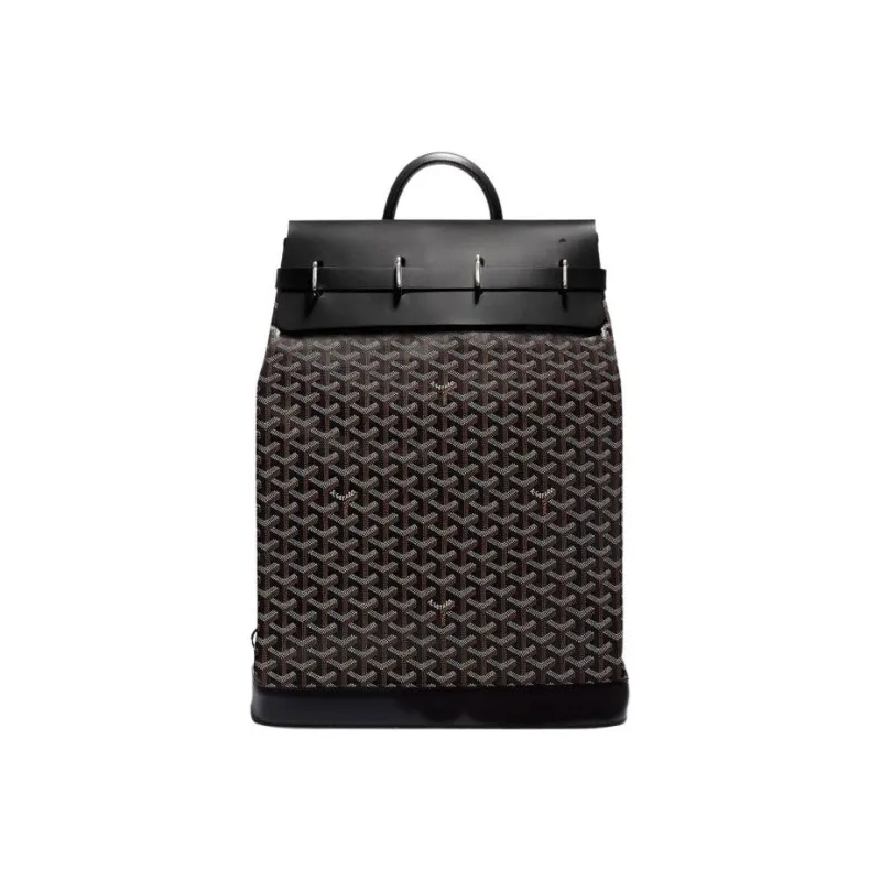 GOYARD Steamer Canvas With Leather Backpack Small Size Unisex Black-1