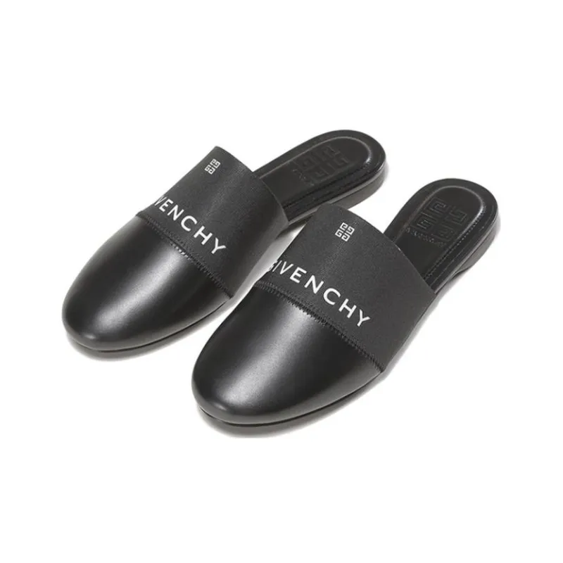 Givenchy Leather Patchwork Abrasion Resistant Closed Toe Slippers Women's Black-2