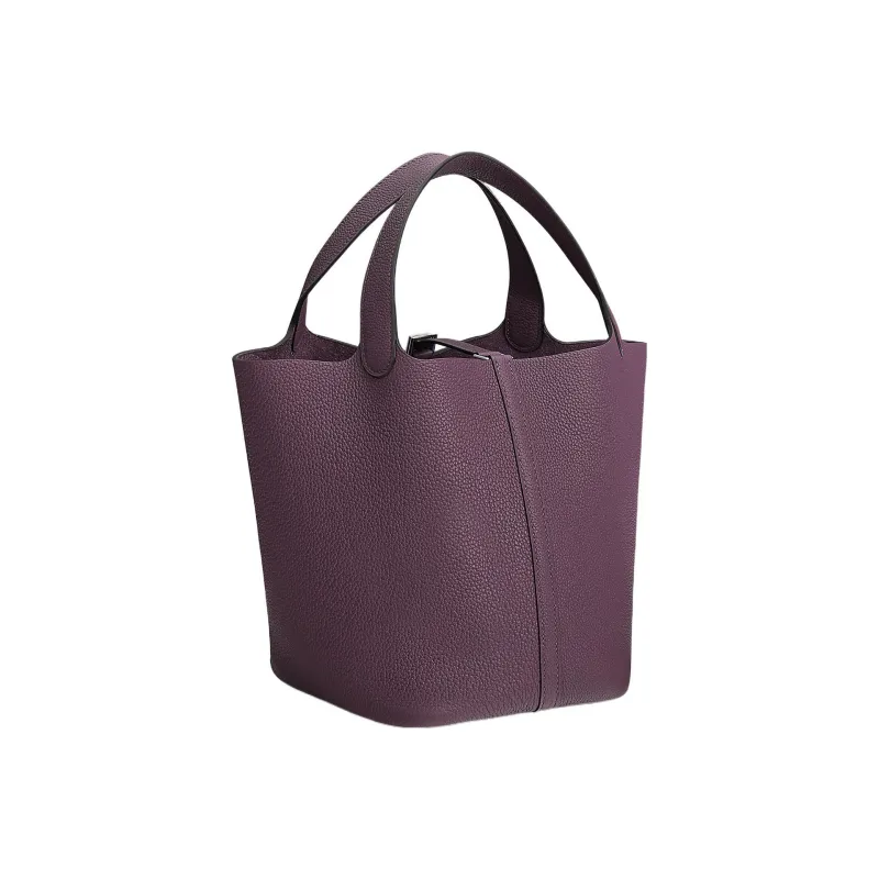 HERMES Picotin Maurice Bullock Leather Bucket Bags Handbags 22 Women's N5 Cassis Blackcurrant Color-2