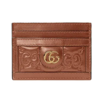 GUCCI GG Matelassé Leather Clutch Card Holder Small Size Women's Light Brown