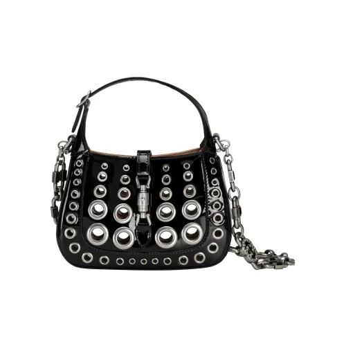 GUCCI Jackie 1961 Patent Leather Crescent Shoulder Bag Shoulder Bag Mini Women's Black