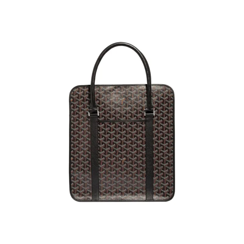 GOYARD Bourgogne Canvas With Leather Handbag Unisex Black-1
