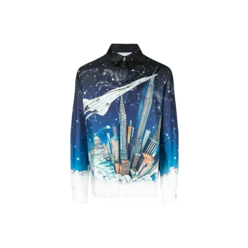 CASABLANCA Graphic Print Silk Long Sleeved Shirt 