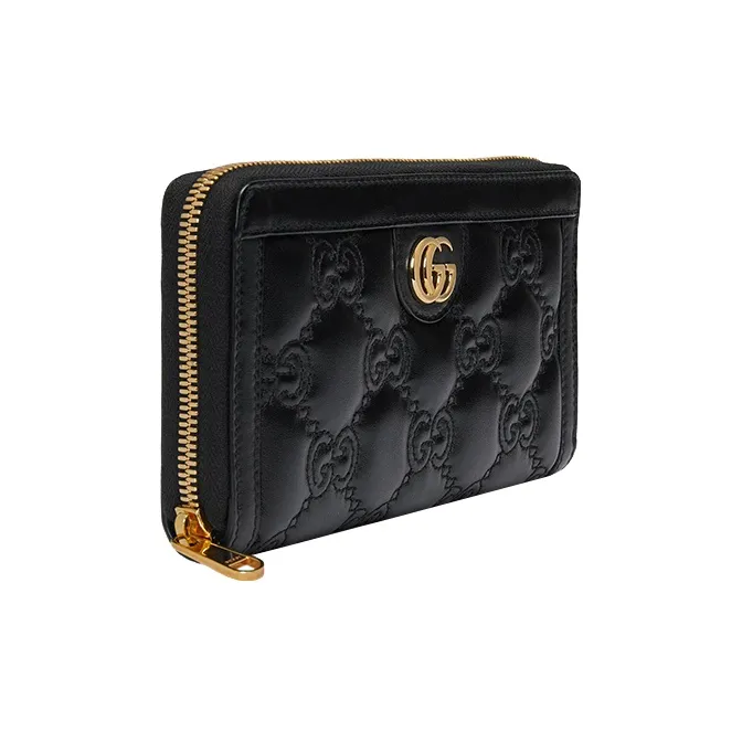GUCCI GG Matelassé Leather Coin Purse Clutch Wallet Small Size Women's Black-2