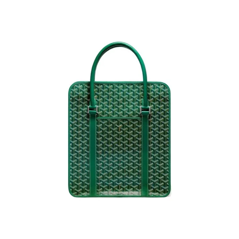 GOYARD Bourgogne Canvas With Leather Handbag Unisex Green-1