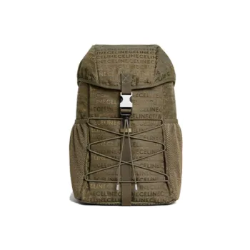 CELINE Jacquard Fabric Backpack Medium Size Men's Khaki