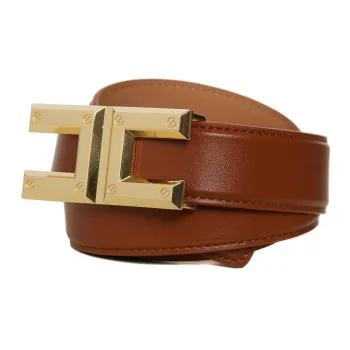 Elisabetta Franchi Iconic Metal Buckle Belt Unisex Brown