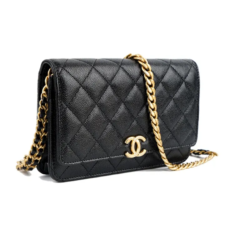 CHANEL WOC Grain Embossed Shiny Caviar Calfskin Handheld Shoulder Bag, Crossbody Bag, Fanny Pack Women's Black-4