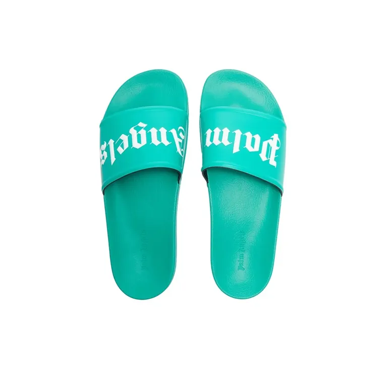 PALM ANGELS Pool Slides Green White-3