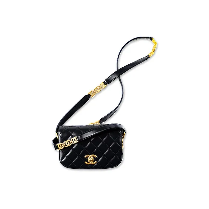 CHANEL Shiny Calfskin Messenger Bag, Shoulder Bag, Crossbody Bag Mini Women's Black-0