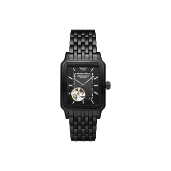 EMPORIO ARMANI Wrist Watch Automatic Mechanical Movement Stainless Steel Strap Black Dial Men's