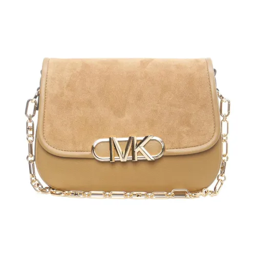 MICHAEL KORS PARKER Suede With Smooth Leather Messenger Bag, Crossbody Bag, Shoulder Bag Women's Light Umber
