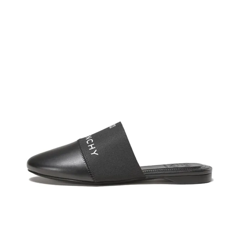 Givenchy Leather Patchwork Abrasion Resistant Closed Toe Slippers Women's Black-0