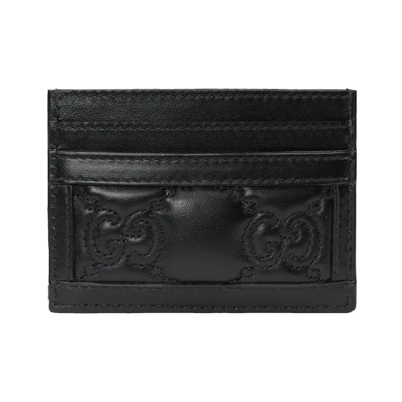 GUCCI GG Matelassé Leather Clutch Card Holder Trumpets Women's Black-1