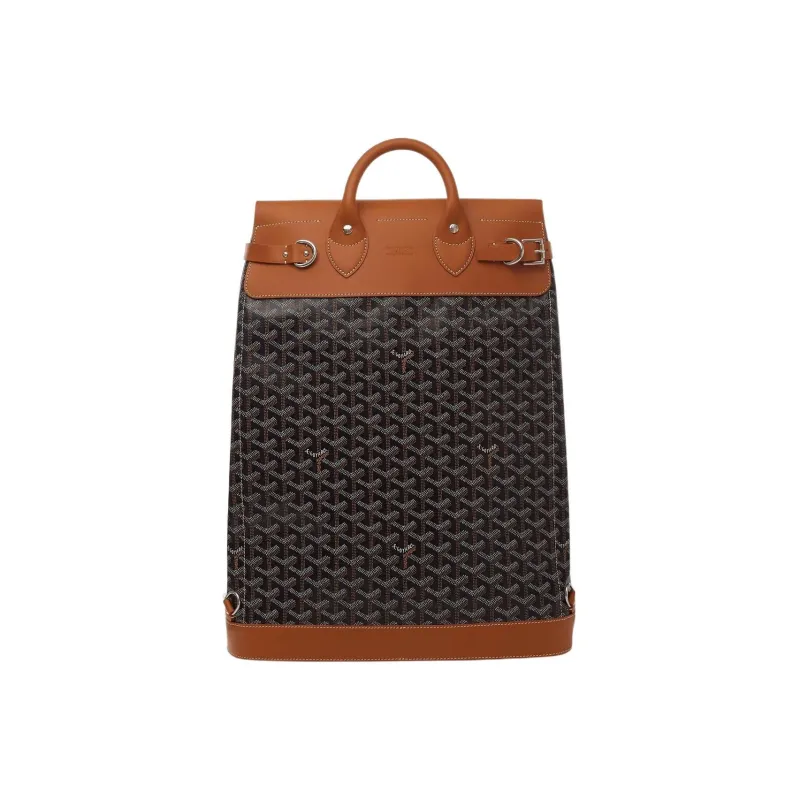GOYARD Steamer Canvas With Leather Backpack Small Size Unisex Black/Tan-2