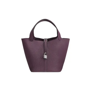 HERMES Picotin Maurice Bullock Leather Bucket Bags Handbags 22 Women's N5 Cassis Blackcurrant Color
