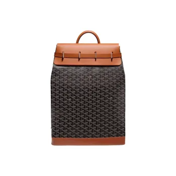 GOYARD Steamer Canvas With Leather Backpack Small Size Unisex Black/Tan