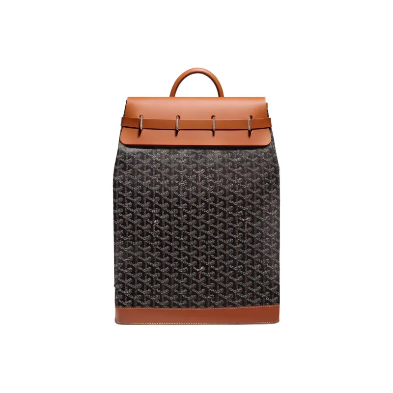 GOYARD Steamer Canvas With Leather Backpack Small Size Unisex Black/Tan-0
