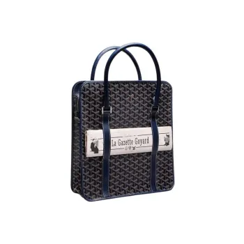 GOYARD Bourgogne Canvas With Leather Handbag Unisex Marine Blue