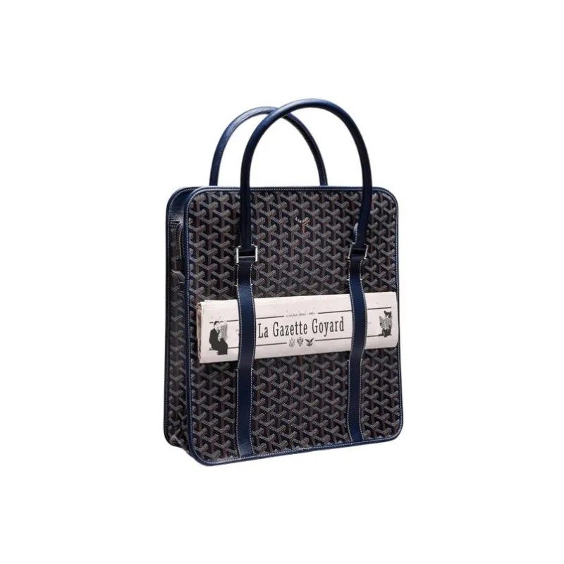 GOYARD Bourgogne Canvas With Leather Handbag Unisex Marine Blue-0