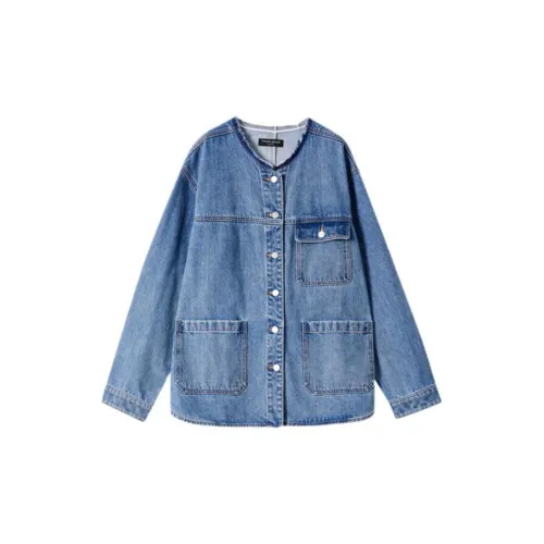 Simple Pieces Denim Jackets Women's Washed Blue