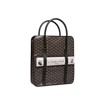 GOYARD Bourgogne Canvas With Leather Handbag Unisex Black