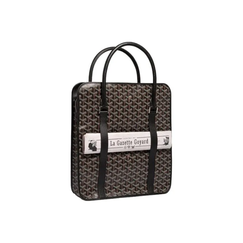 GOYARD Bourgogne Canvas With Leather Handbag Unisex Black-0