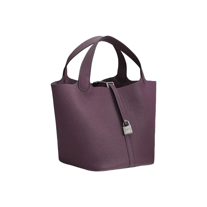 HERMES Picotin Maurice Bullock Leather Bucket Bags Handbags 22 Women's N5 Cassis Blackcurrant Color-1