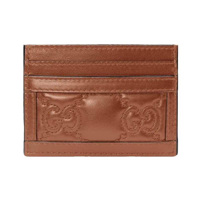 GUCCI GG Matelassé Leather Clutch Card Holder Small Size Women's Light Brown-1