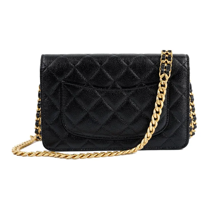 CHANEL WOC Grain Embossed Shiny Caviar Calfskin Handheld Shoulder Bag, Crossbody Bag, Fanny Pack Women's Black-5