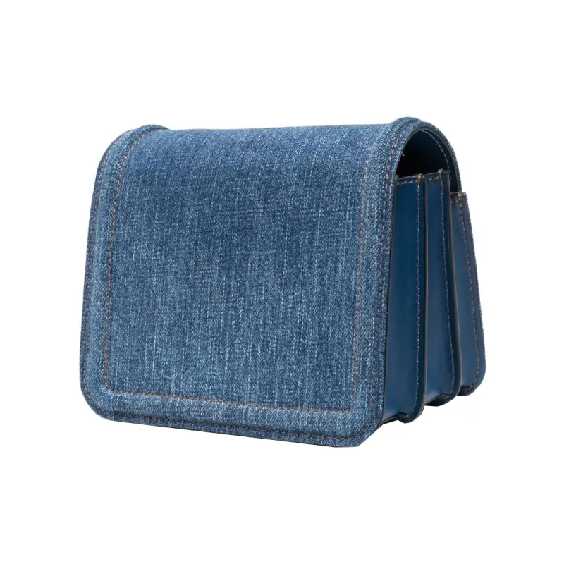 VERSACE La Medusa Cotton With Calfskin Detail Portable One Shoulder Crossbody Bag Women's Marine Blue-2