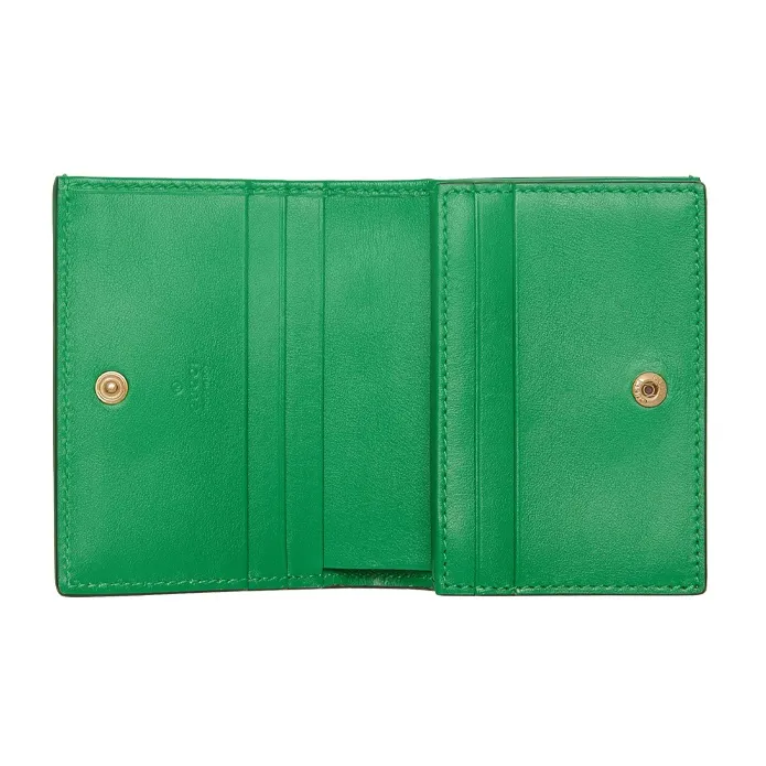 GUCCI GG Matelassé Leather Clutch Card Holder Wallet Trumpets Women's Green-3