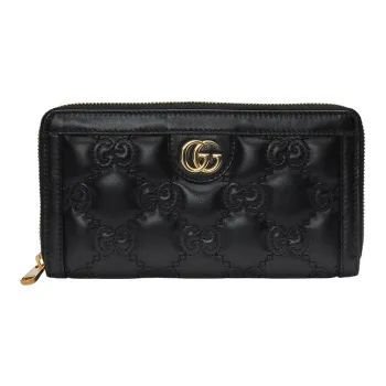 GUCCI GG Matelassé Leather Coin Purse Clutch Wallet Small Size Women's Black